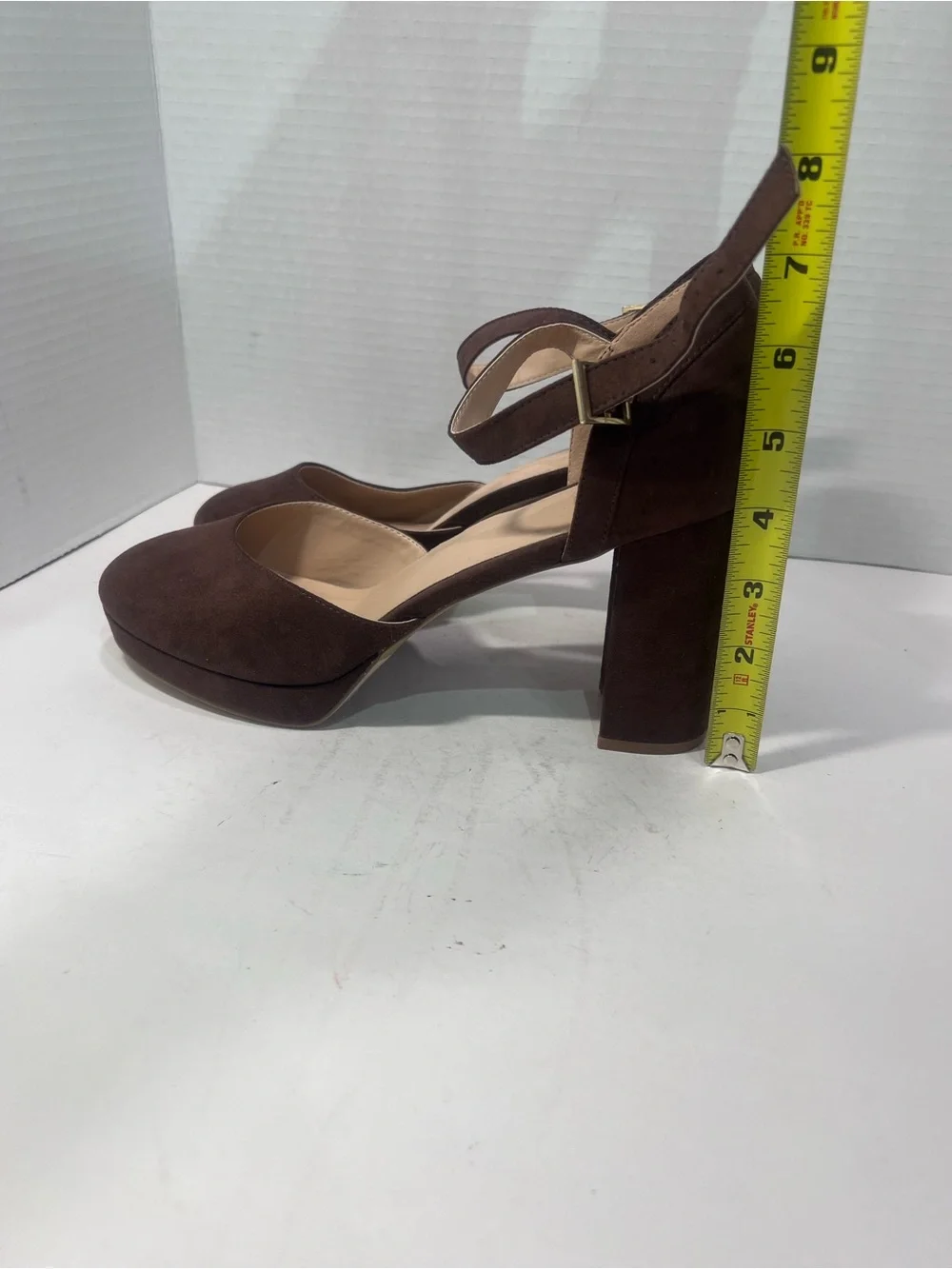 LOFT Brown Suede Ankle-Strap Block Heels